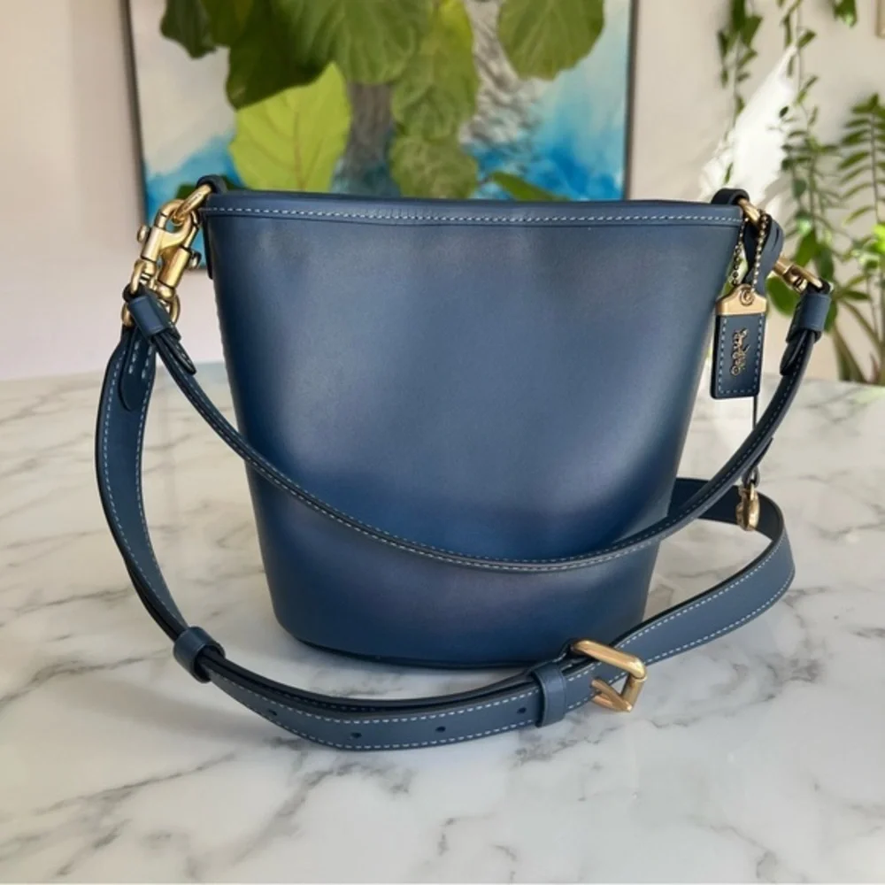 Coach 1941 Dakota Bucket Bag 16 Denim Blue Leather Brass Crossbody CJ827